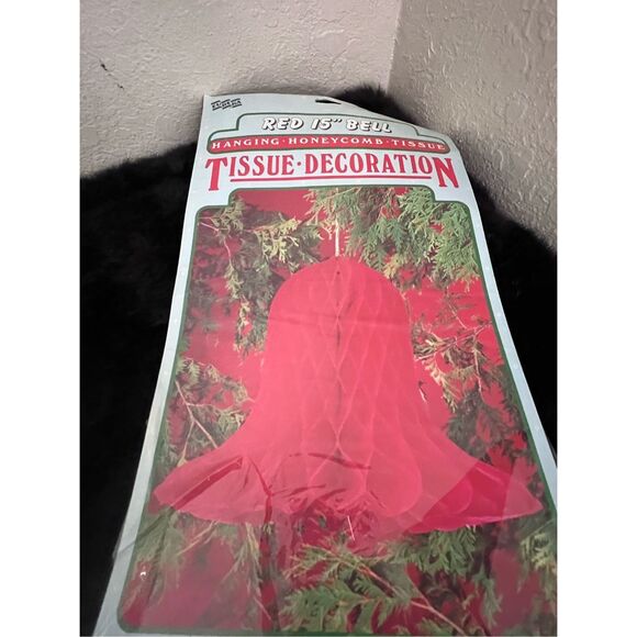 NOS Red Honeycomb Bells Art-Tissue Decorations new Christmas - Picture 2 of 4